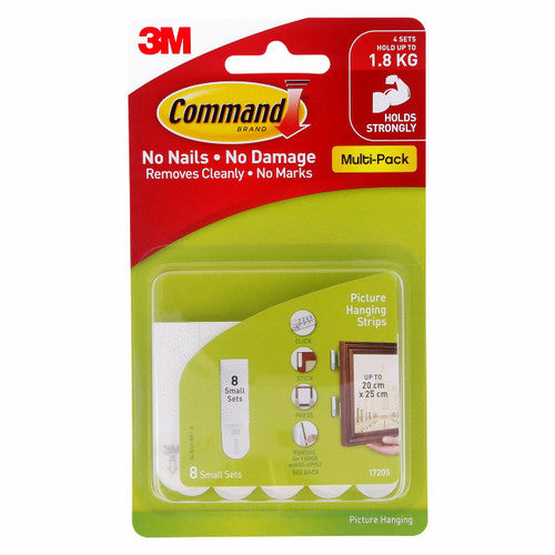 Command small picture hanging strips 8 pack in white packaging