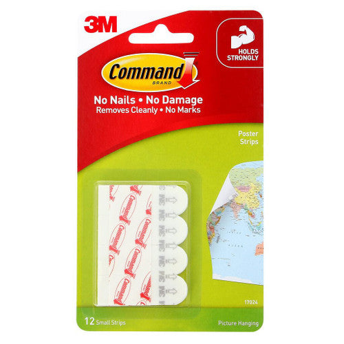 Command Poster Strips Small White 12 Pack front of packaging