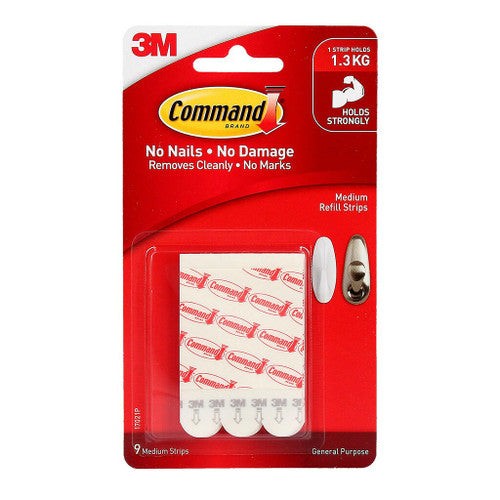 Command medium white refill strips 9 pack front of packaging