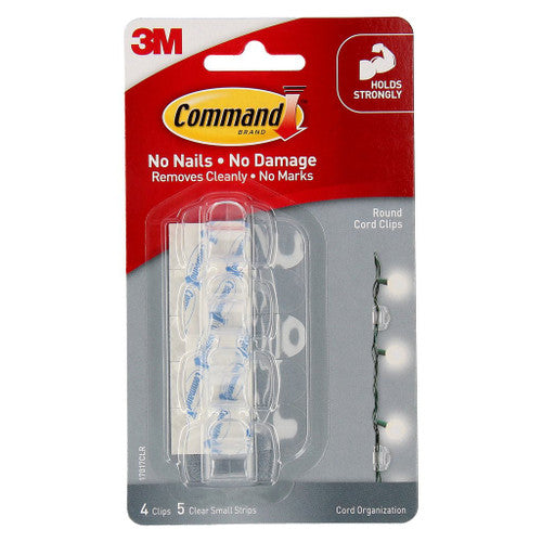 Command Round Cord Clips Medium Clear 10mm - image 1