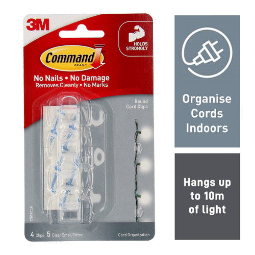 Command Round Cord Clips Medium Clear 10mm - image 2