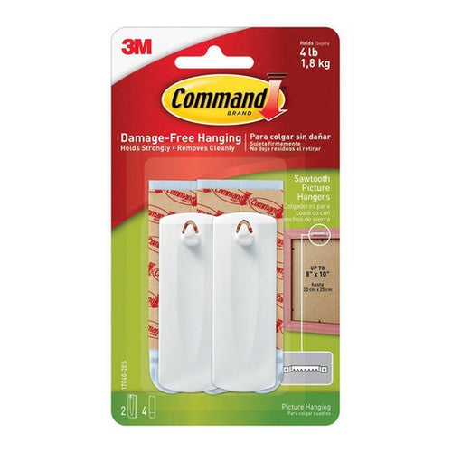 Command Sawtooth Picture Hanger Large White on a painted wall