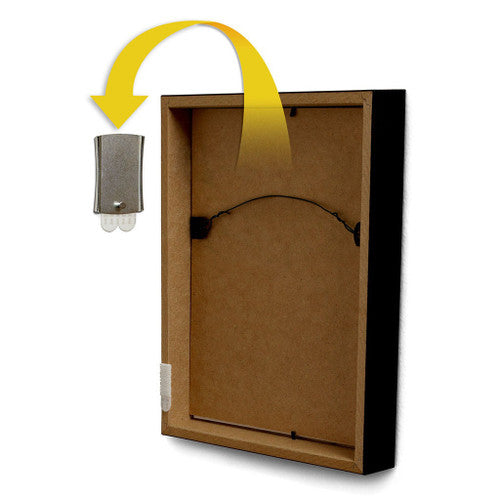 Rear view of Command metal hanger showing sawtooth frame compatibility
