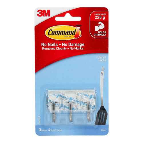 Command Clear Small Wire Utensil Hooks 3 pack on a white background