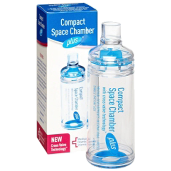 Compact Space Chamber Plus Plastic Spacer valved holding chamber for MDI inhaler delivery