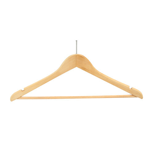 Compass 12mm light wood budget security ball-hook hangers, pack of 100, suited to hotel wardrobe anti-theft rail systems