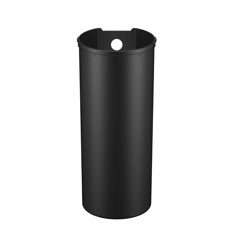 Black plastic liner from the Compass 30 litre bullet bin shown on its own, with a round cut out below the rim