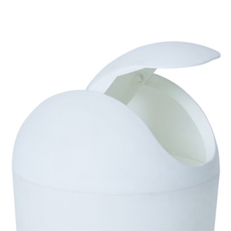 Close view of the domed lid on the Compass bullet bin with the swing flap open