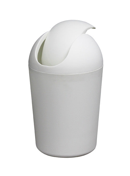 Compass 8 litre white plastic bullet bin shown upright on plain background with open-top design visible