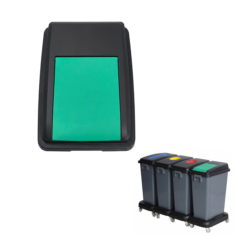 Compass green lid for the 60L recycling bin, black plastic frame with a green centre panel marking the food and garden organics stream, top view