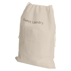 Compass non-woven natural guest laundry bag with pull-tight polyester drawstring, 450x600mm, shown flat on white background