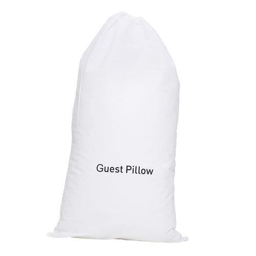 Compass white non-woven guest pillow bag with pull-tight drawstring closure, front view