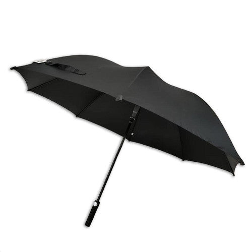 Compass large black umbrella closed showing full length and rubber handle