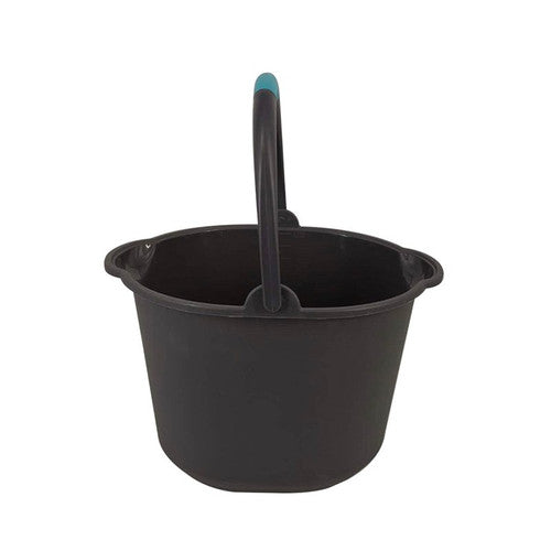 Close-up of dual pouring spouts on the Compass grey plastic bucket