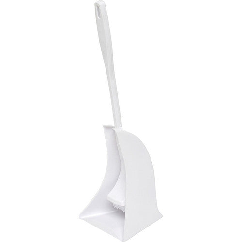 Compass white plastic toilet brush with caddy holder, front view on plain background