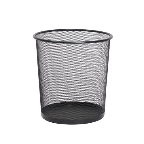 Compass round black wire mesh bin 11L front view showing open top and powder-coated steel construction