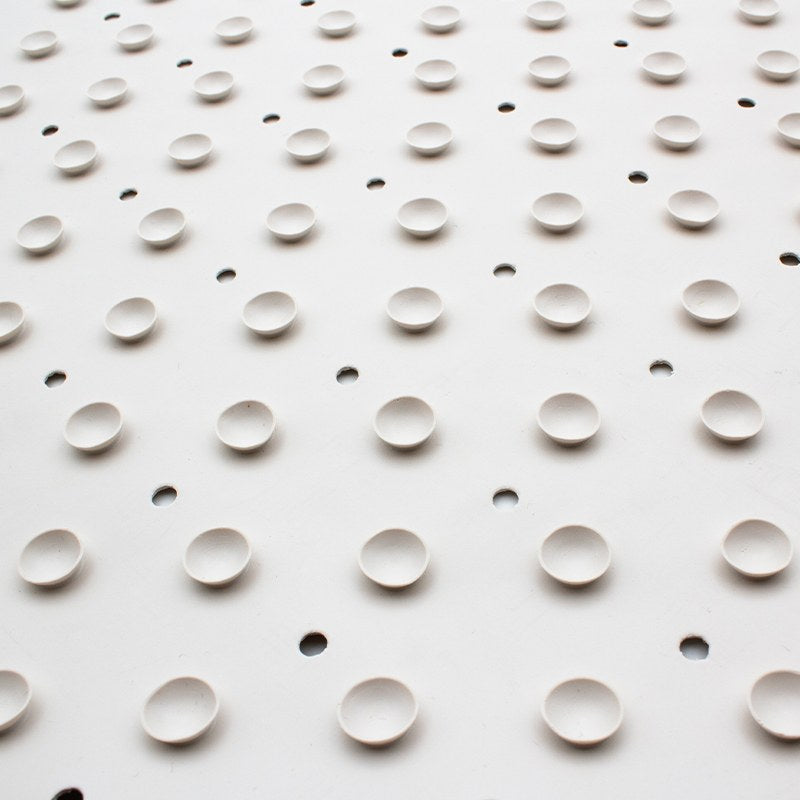 Macro of the rubber cups and drain holes on the underside of the small Compass bath mat