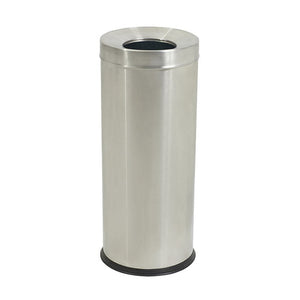 Compass 28L brushed stainless steel open-top tidy bin on white background, front view