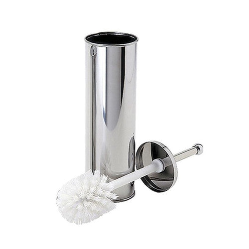 Close-up of Compass stainless steel toilet brush head and polished holder showing brush detail