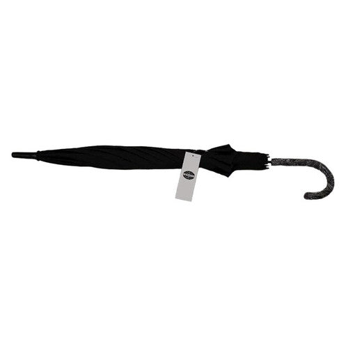 Side profile of Compass black umbrella with fiberglass ribs and automatic open mechanism