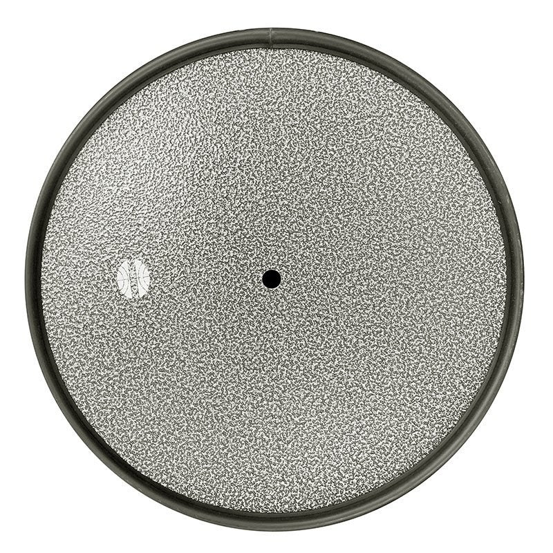 Underside of the Compass hammertone swing top bin showing the speckled grey base with a black rubber rim