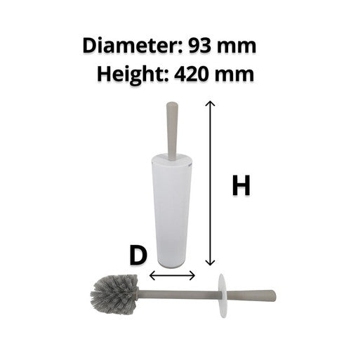 Side view of Compass toilet brush showing 420mm height and firm bristle head