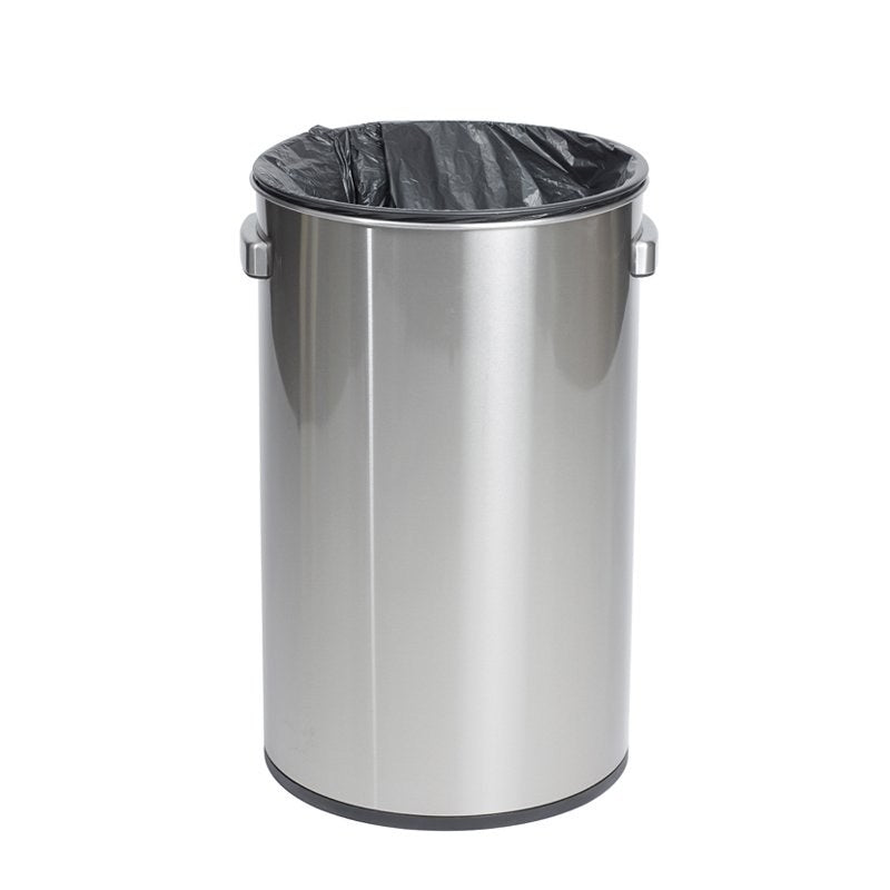 Compass Urban bin with its top lifted away showing a black rubbish bag held around the rim of the inner liner