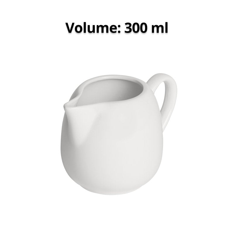White milk jug pictured under the caption Volume: 300 ml