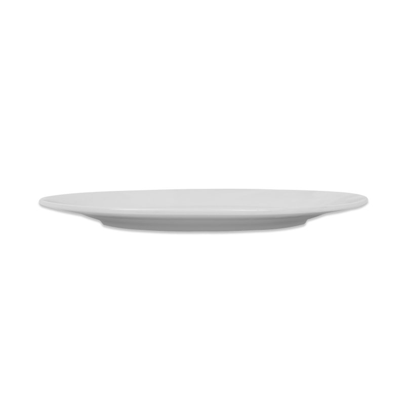 Side profile of the 255 mm Basics dinner plate showing a low foot and slightly raised rim