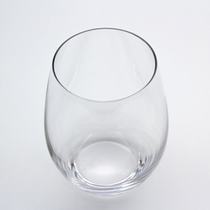 Berlin stemless glass seen from above at an angle, showing the wide opening and the thick base inside