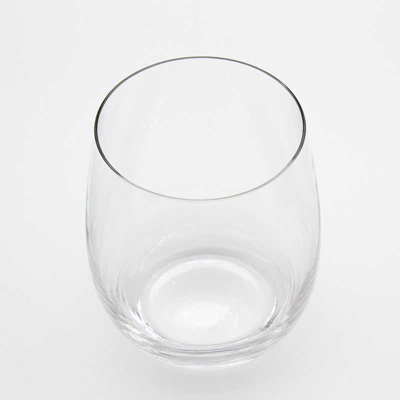 Berlin low tumbler from above at an angle, looking into the rounded bowl down to the base