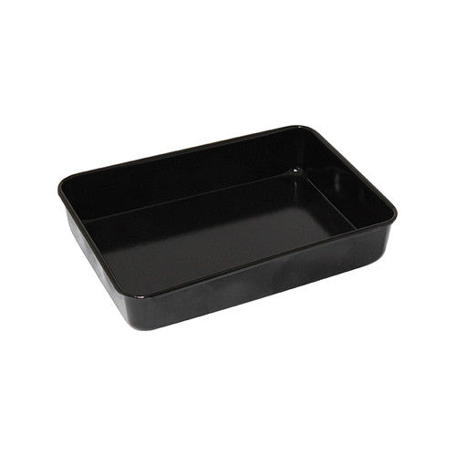 Connoisseur black hard enamel oven roasting dish 34.5x24.5x7cm viewed from above on white background