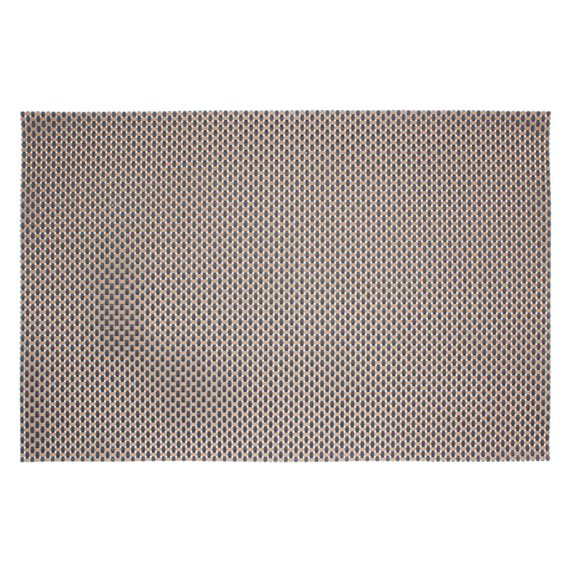 Connoisseur brown and black woven PVC placemat laid flat on white, rectangular with a fine basket weave