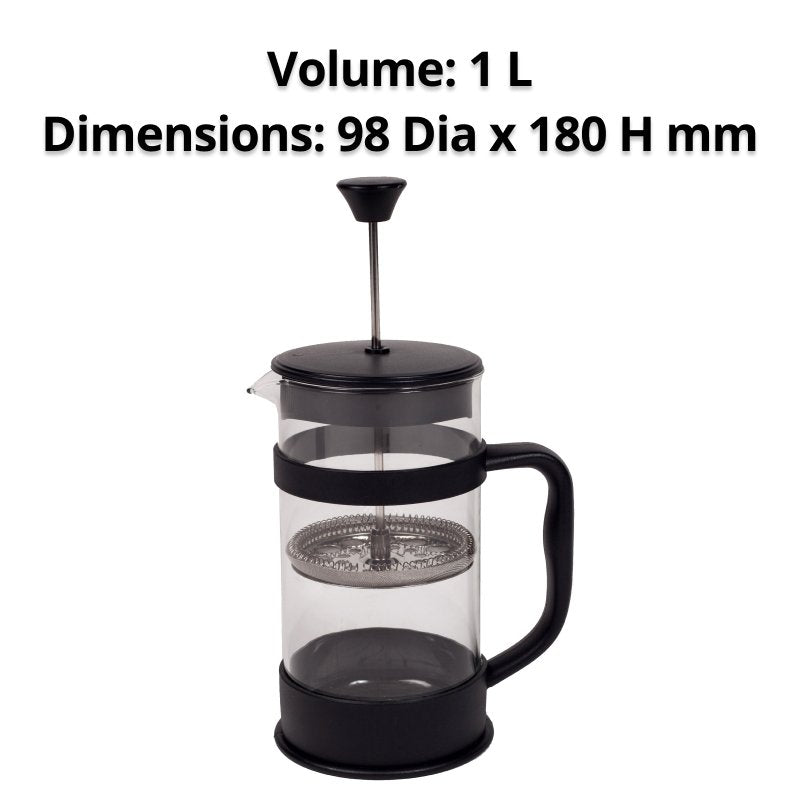 Connoisseur 8 cup plunger under the heading Volume 1 L and Dimensions 98 Dia x 180 H mm