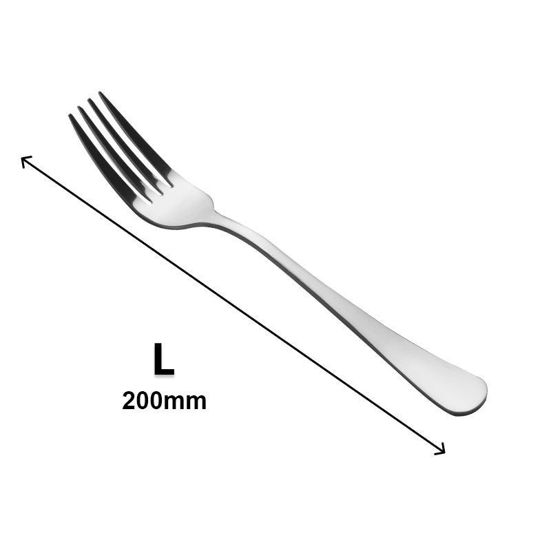 Curve fork with an arrow along its full length marked L 200mm on a white background