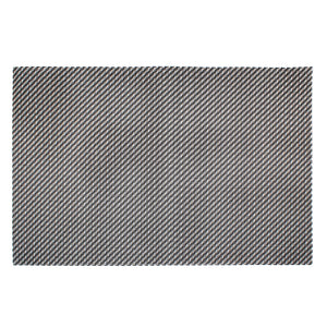 Connoisseur metallic woven PVC placemat laid flat on white, dark diagonal weave flecked with silver