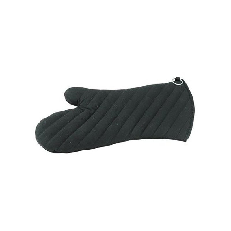 Connoisseur black heat resistant cotton oven mitt 380mm long for commercial kitchen hot pan handling