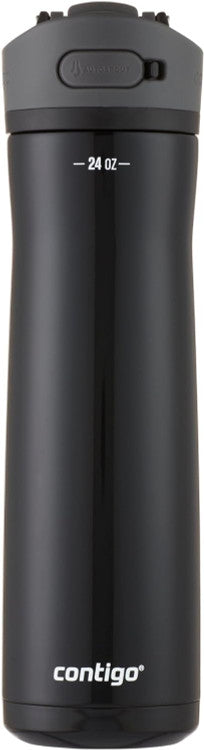 Contigo Ashland Chill 2.0 vacuum-insulated stainless steel water bottle in matte Licorice Black with AUTOSEAL lid and integrated carry handle