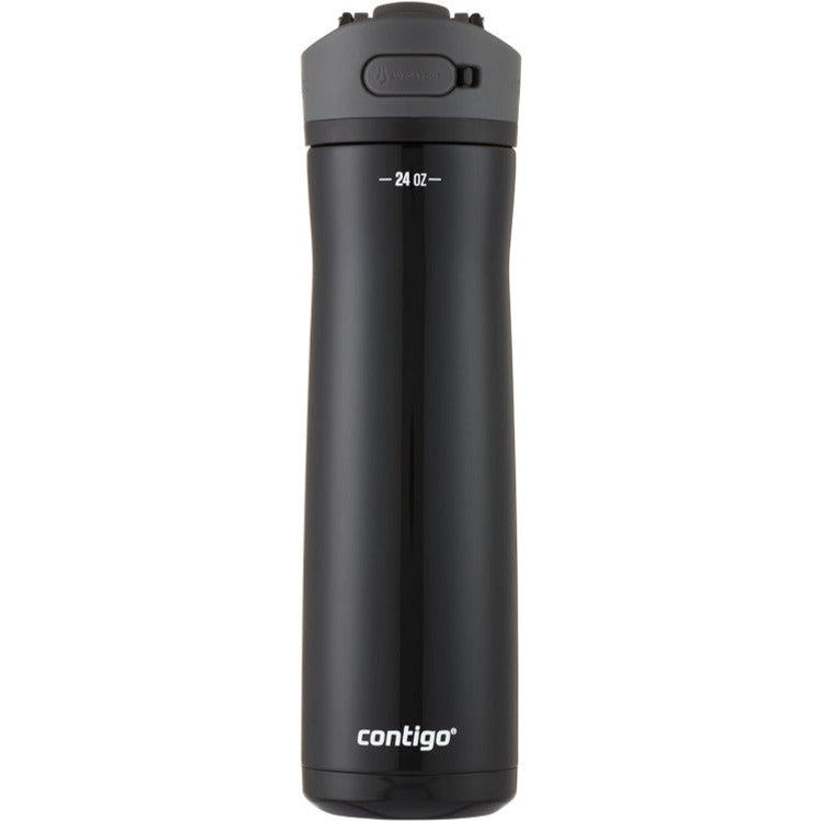 Contigo Ashland Chill 2.0 vacuum-insulated stainless steel water bottle in matte Licorice Black with AUTOSEAL lid and integrated carry handle