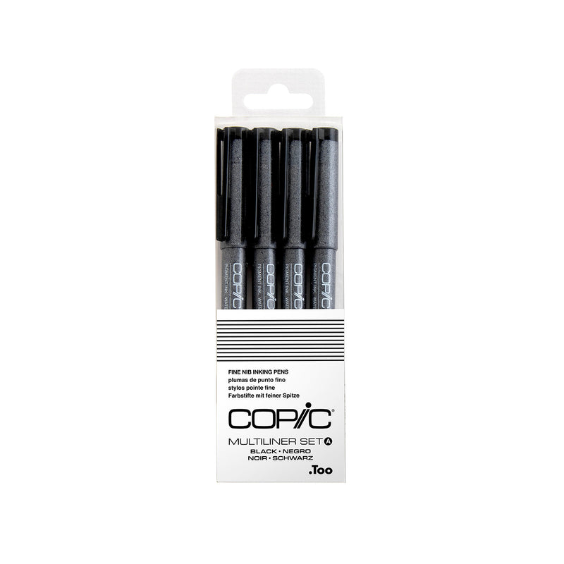 Copic Multiliner Black Set A of four pens in a clear hang pack