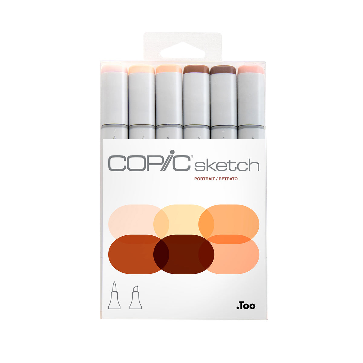 Copic Sketch Portrait hanging pack of six markers in peach, beige and copper tones