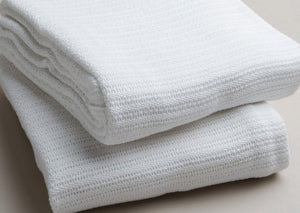 Cotton Lightweight Blanket 180 x 230cm showing full-size lightweight woven cotton blanket for first aid room and clinical patient warmth and dignity during assessment
