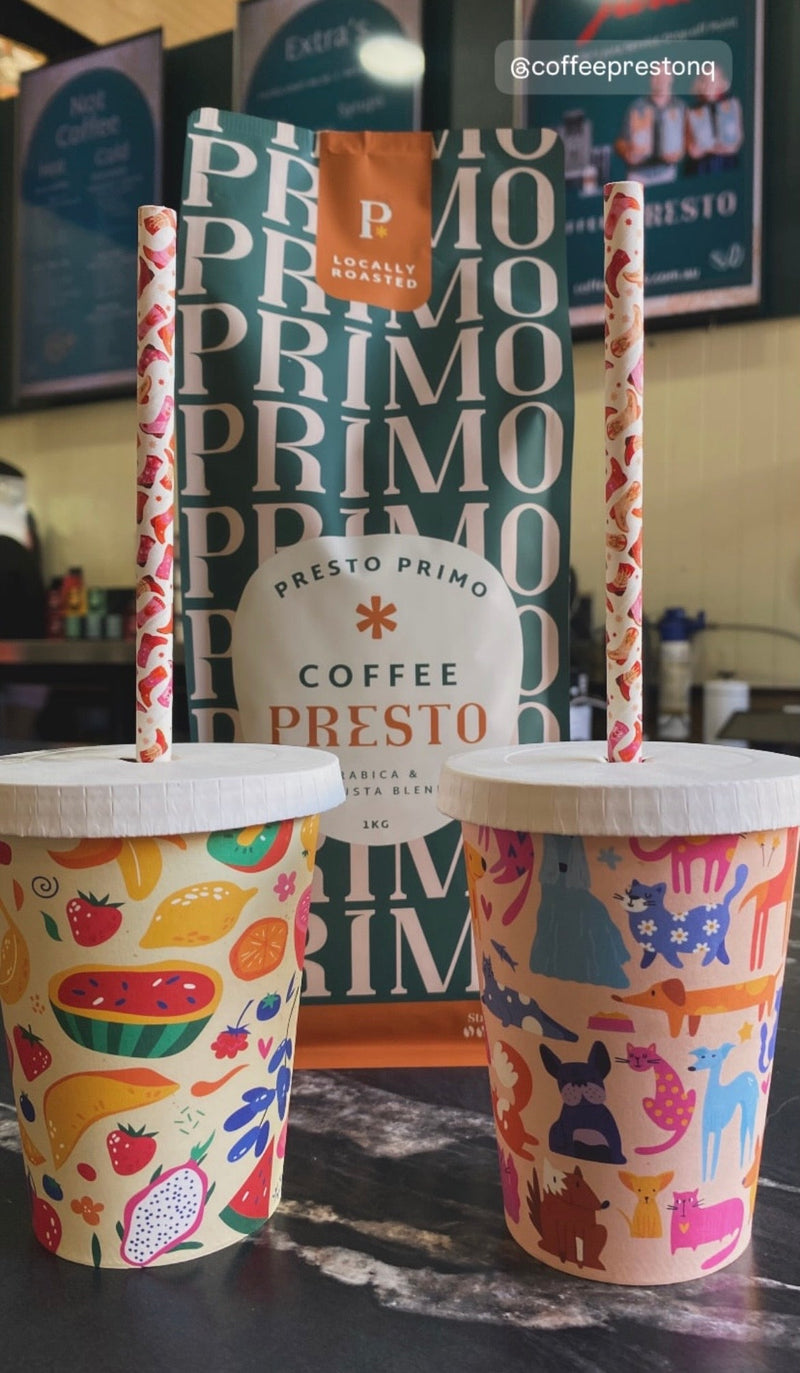 12oz cold takeaway cup with compostable flat paper lid