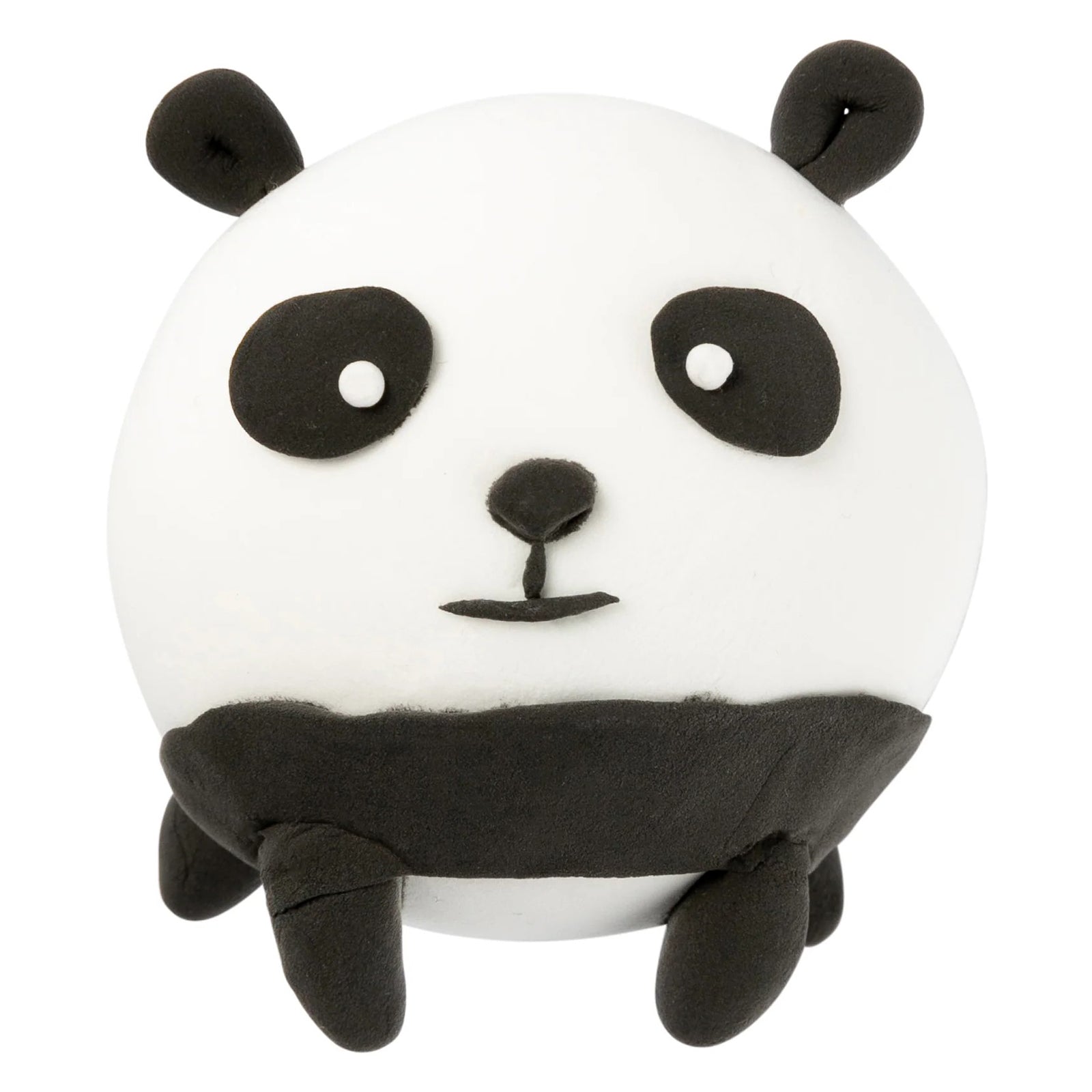 Simple panda figure crafted from CreativeClay using black and white sections. The image demonstrates the precision, flexibility and creative possibilities achievable with lightweight air drying modelling clay.