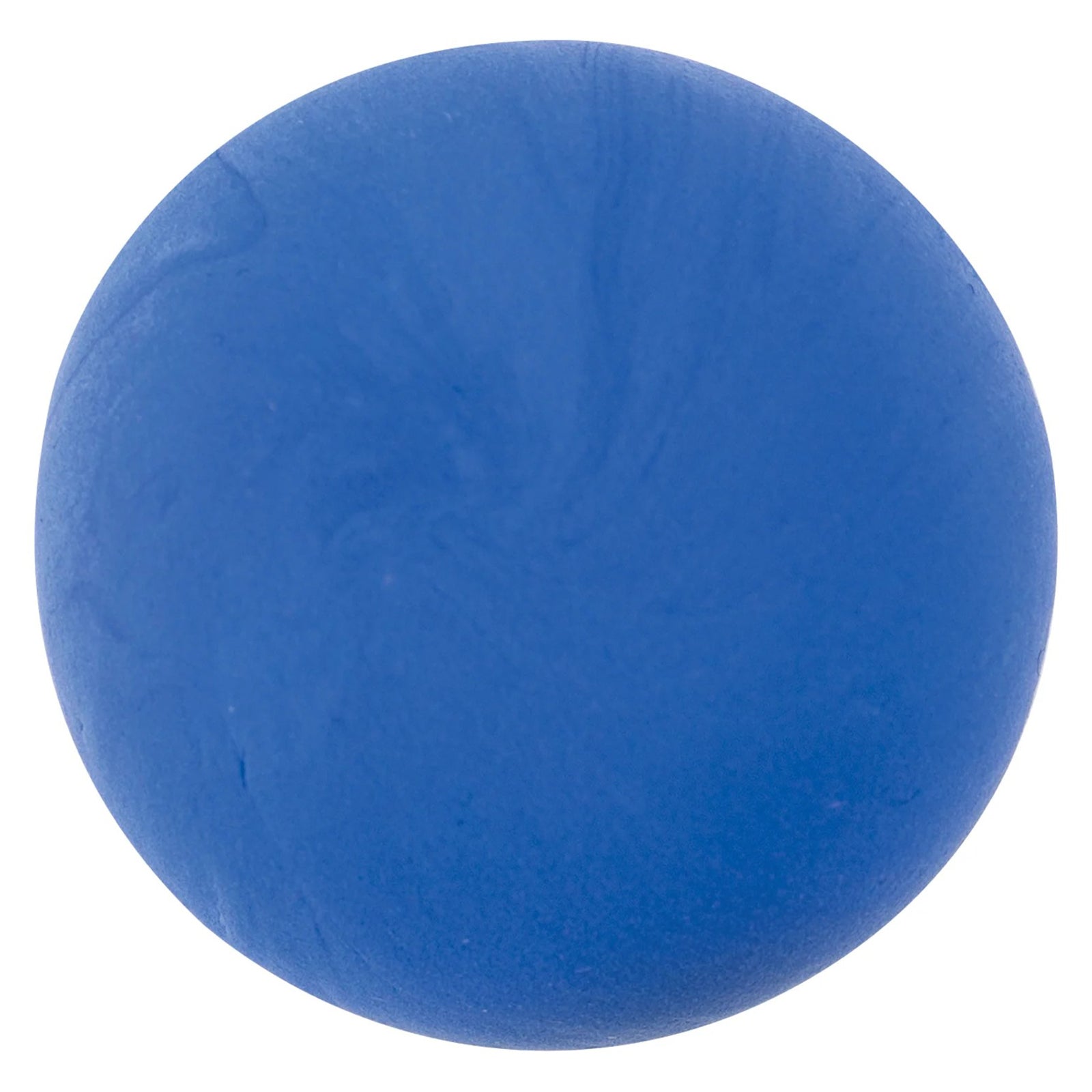 Close up view of a perfectly rounded ball of blue CreativeClay against a plain background. The image emphasises the clay's smooth consistency, bright colour saturation and easy to mould texture for sculpting detailed creations.
