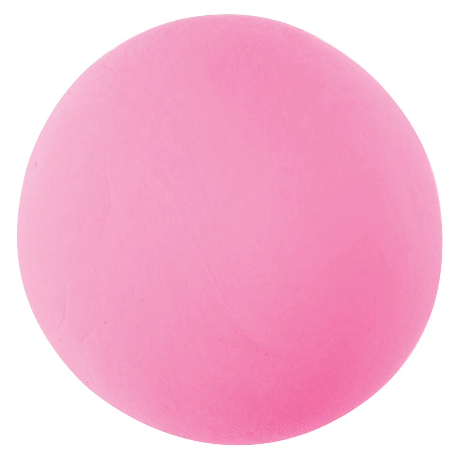 Studio close up of a perfectly rounded fluoro pink clay ball against a plain background. The image highlights the smooth finish, soft texture and vibrant fluorescent colour that make the clay ideal for sculpting and creative expression.