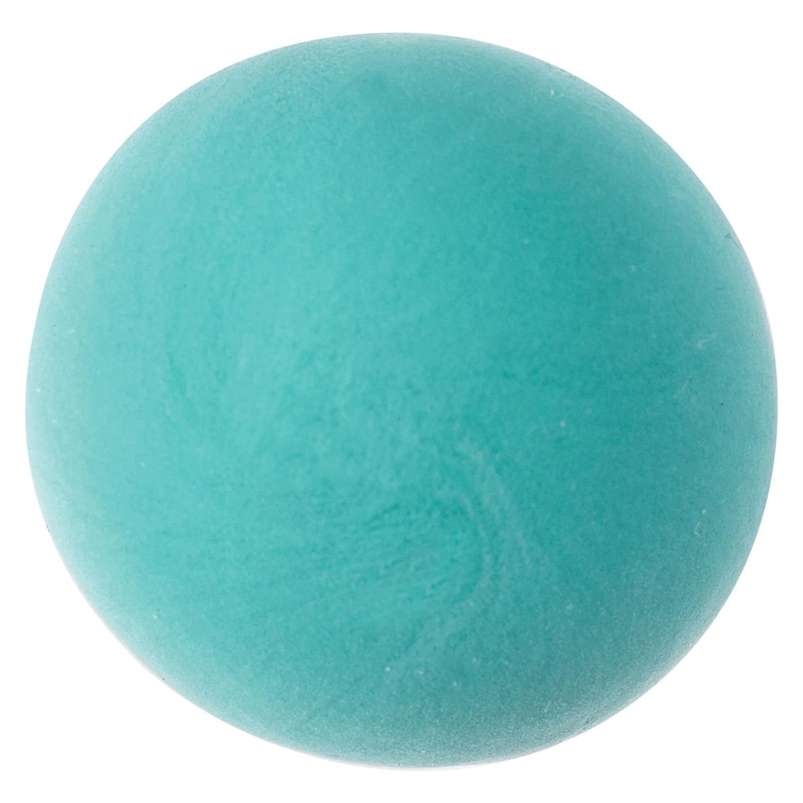Studio photograph of a smooth turquoise clay sphere isolated on a plain background, emphasising the soft consistency, even colouring and mouldable texture of the modelling clay.