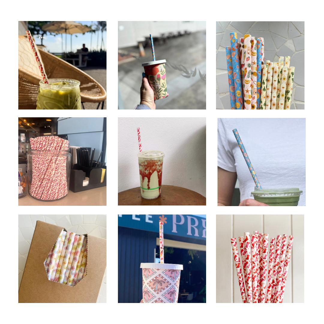 Creative Cafe Co 8mm jumbo paper straws 4ply printed takeaway milkshake bulk