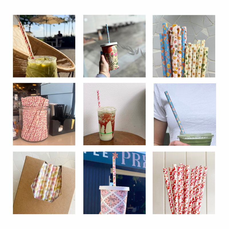 Creative Cafe Co 8mm jumbo paper straws 4ply printed takeaway milkshake bulk
