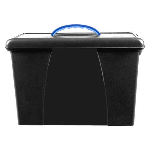 Crystalfile 18L black carry case with lockable lid and carry handle for suspension files